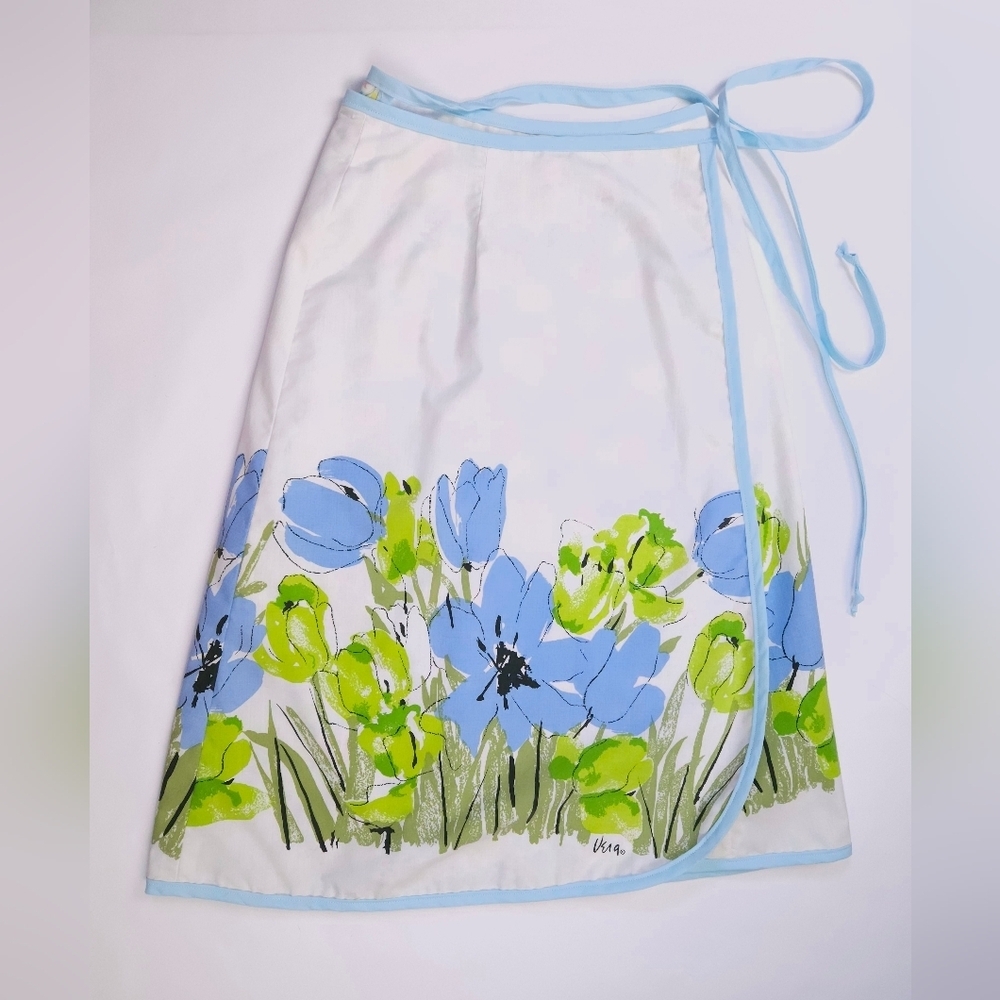 Reversible Wrap Skirt Handmade Vera Neumann Fabric 60s Floral Prints One Size